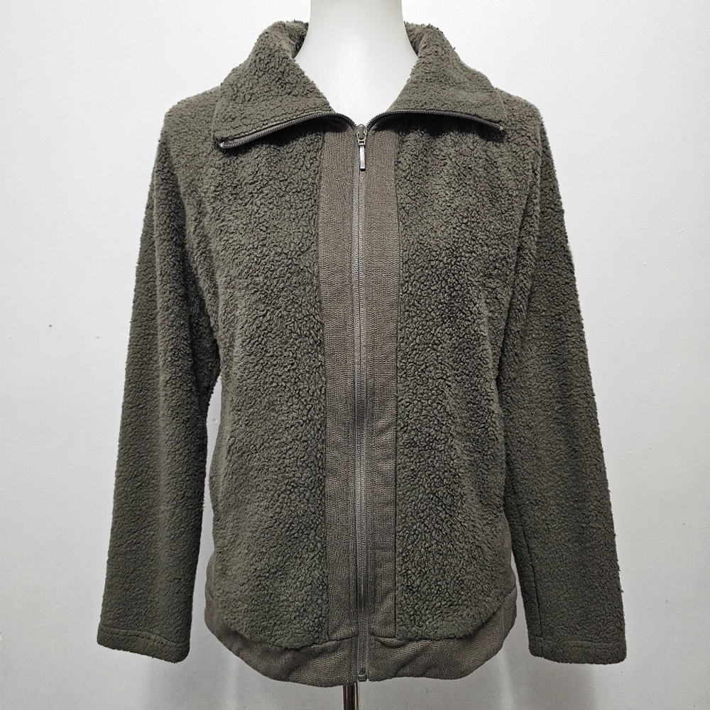 The North Face Olive Furry Fleece Full Zip Jacket Size Medium